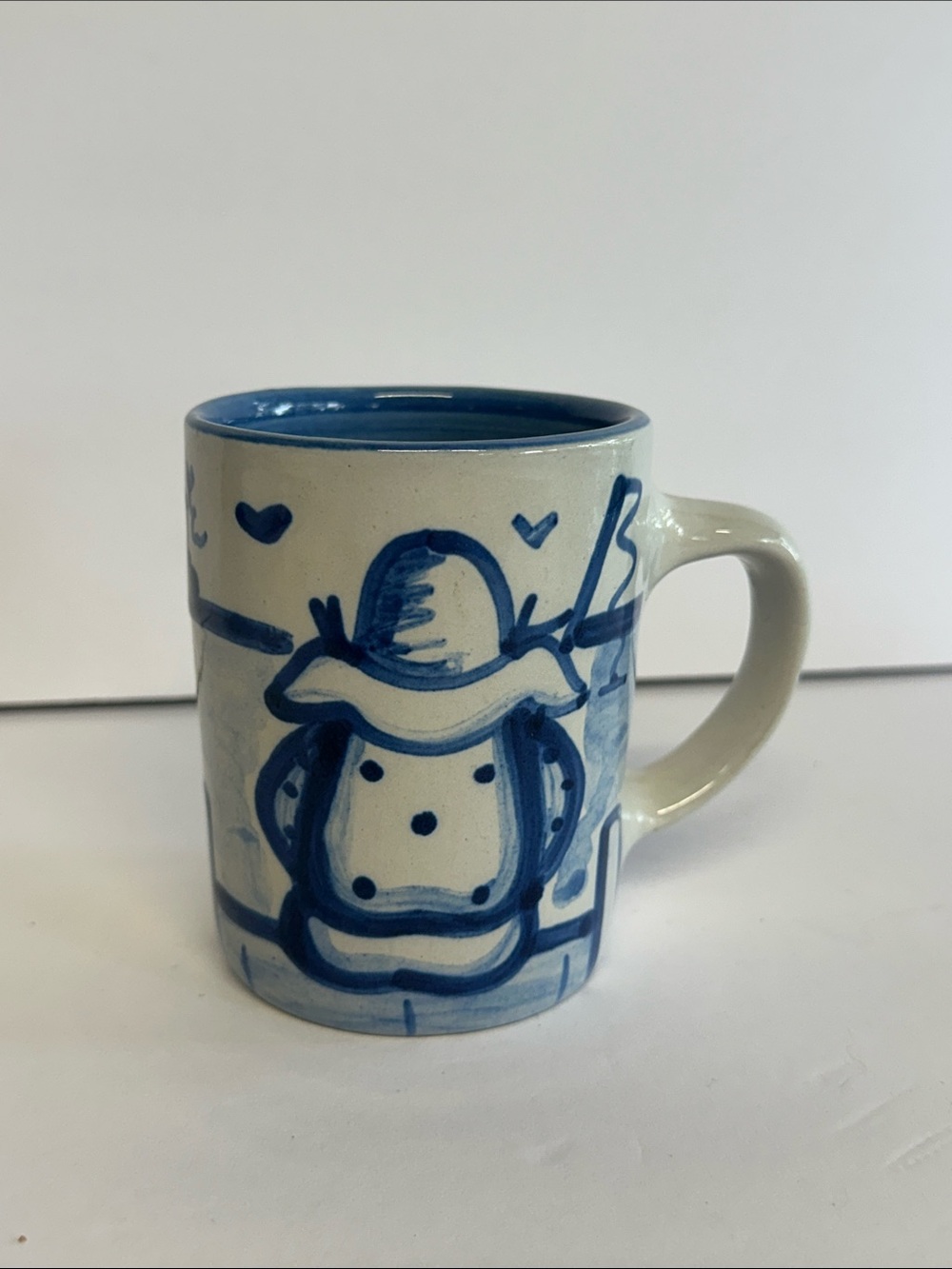 Hand-Painted Blue and White Ceramic Mug MA Hadley